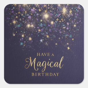 "Haben Sie einen magischen Geburtstag mit Glitzer Quadratischer Aufkleber