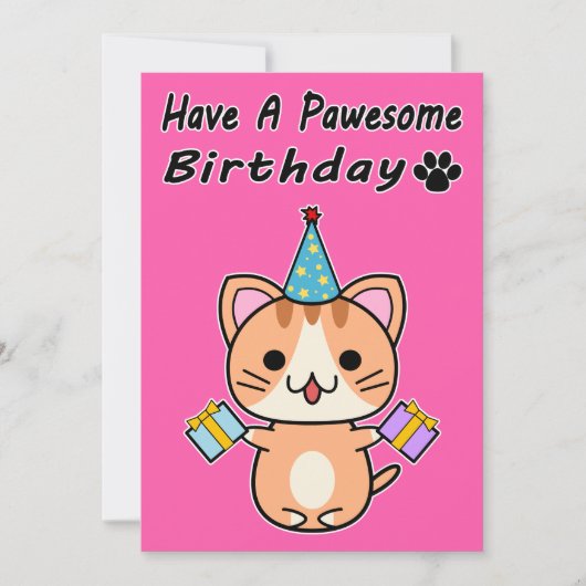 Haben Sie einen Pawesome Geburtstag - Ginger Tabby (Vorderseite)