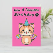 Haben Sie einen Pawesome Geburtstag - Ginger Tabby (Stehend Vorderseite)