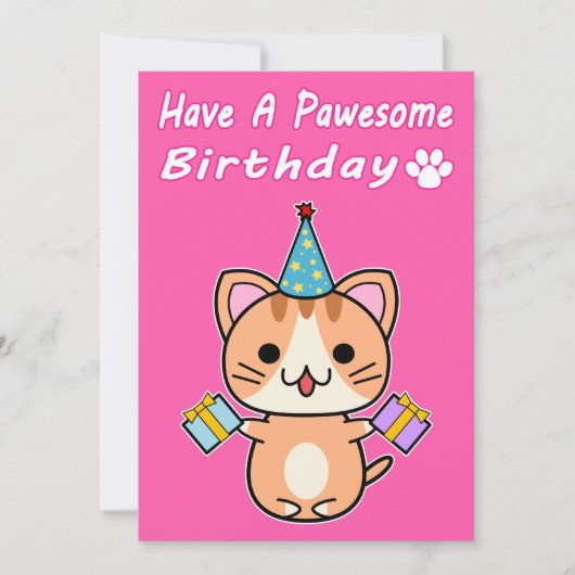 Haben Sie einen Pawesome Geburtstag - Ginger Tabby (Vorderseite)