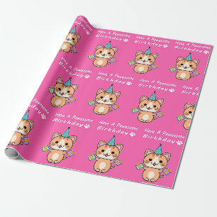 Haben Sie einen Pawesome Geburtstag - Ginger Tabby Geschenkpapier