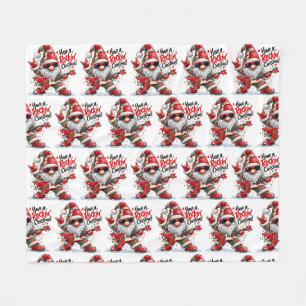 Haben Sie einen rockigen Weihnachts-Gitarren-Gnom Fleecedecke