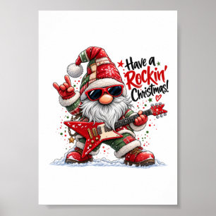 Haben Sie einen rockigen Weihnachts-Gitarren-Gnom Poster