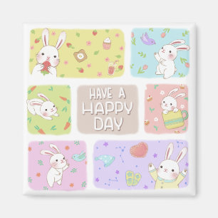 Haben Sie einen schönen Tag: Süße Kaninchen-Illust Magnet