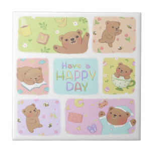 Haben Sie einen schönen Tag: süße Teddybär-Illustr Fliese