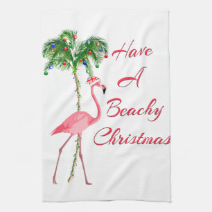 Haben Sie einen Strand Weihnachten Flamingo Küchentuch