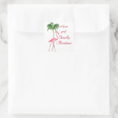 Haben Sie einen Strand Weihnachten Flamingo Quadratischer Aufkleber (Tasche)
