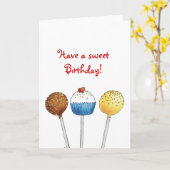 Haben Sie einen süßen Geburtstag - Kuchen-Pop - Karte (Gelbe Blume)