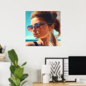 Haben Sie einen tollen Sommer | Schöne Frau am Str Poster (Heimbüro)