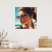 Haben Sie einen tollen Sommer | Schöne Frau am Str Poster (Küche)