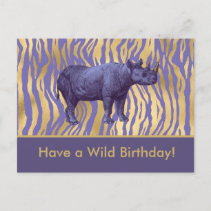 Haben Sie einen wilden Geburtstag Lila Rhinozeros Postkarte