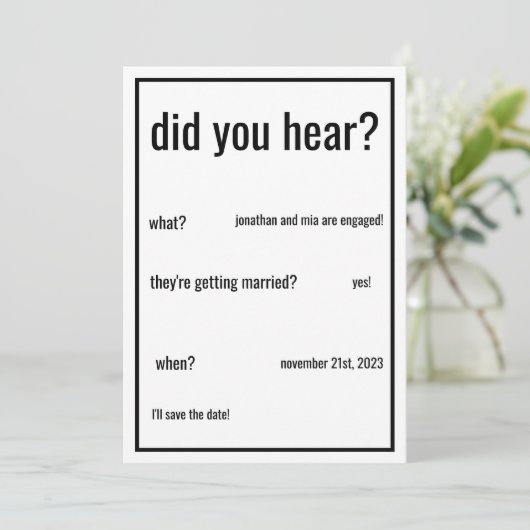 Haben Sie gehört? benutzerdefinierte Details hinzu Einladung (Stehend Vorderseite)