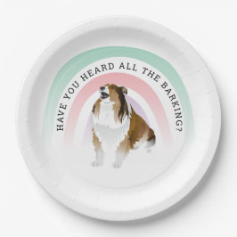 Haben Sie gehört, Regenbogen und Sheltie Hund Pappteller