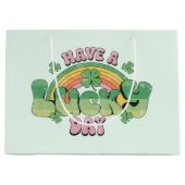 Haben Sie Glück Retro Typografie Große Geschenktüte (Vorderseite)