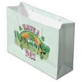 Haben Sie Glück Retro Typografie Große Geschenktüte (Vorderseite Schrägansicht)