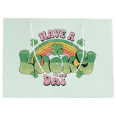 Haben Sie Glück Retro Typografie Große Geschenktüte (Rückseite)