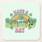 Haben Sie Glück Retro Typografie Rechteckiger Pappuntersetzer (Vorderseite)