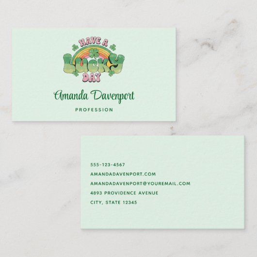 Haben Sie Glück Retro Typografie Visitenkarte (Vorne/Hinten)