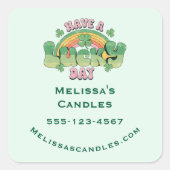 Haben Sie Glück Retro Typografy Business Quadratischer Aufkleber (Vorderseite)