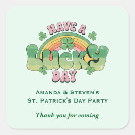 Haben Sie Glück Tag Retro Typografie Party Vielen  Quadratischer Aufkleber