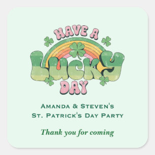 Haben Sie Glück Tag Retro Typografie Party Vielen  Quadratischer Aufkleber