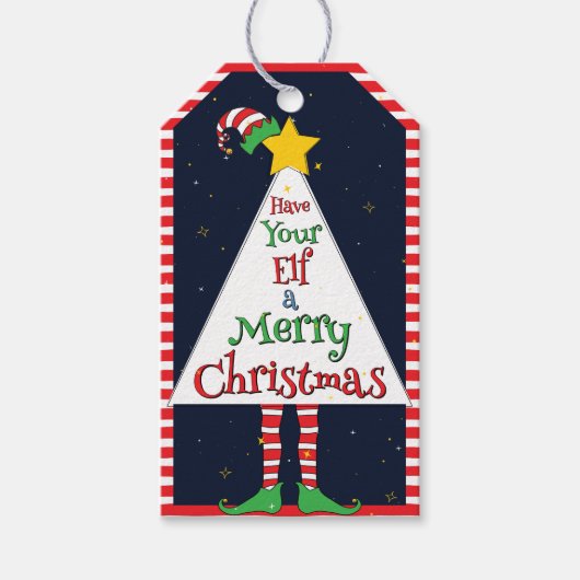 "Haben Sie Ihren Elf ein frohes Weihnachten" Geome Geschenkanhänger (Vorderseite)