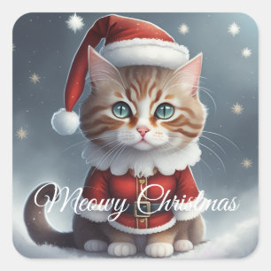 Haben Sie perfekte Weihnachten ~ Meow ^-^ Quadratischer Aufkleber