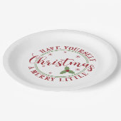 Haben Sie sich ein fröhliches kleines Weihnachtsfe Pappteller (Schrägansicht)