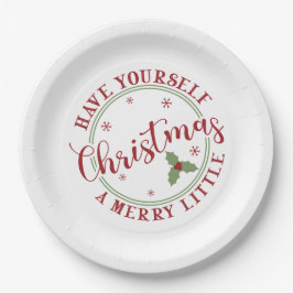 Haben Sie sich ein fröhliches kleines Weihnachtsfe Pappteller