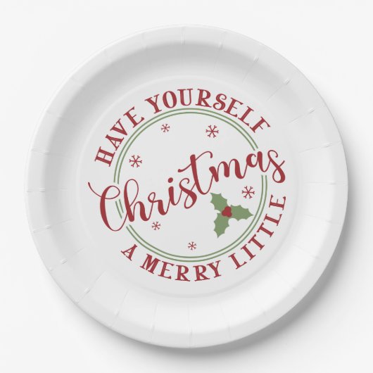 Haben Sie sich ein fröhliches kleines Weihnachtsfe Pappteller (Vorderseite)