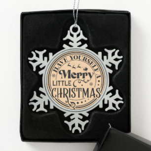 Haben Sie sich ein fröhliches kleines Weihnachtsfe Schneeflocken Zinn-Ornament