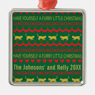 Haben Sie sich eine Furcht kleine Weihnachtskatzen Ornament Aus Metall