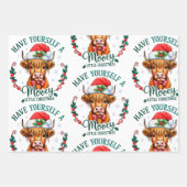 Haben Sie sich eine lustige kleine Weihnachtskuh N Geschenkpapier Set (Vorderseite)