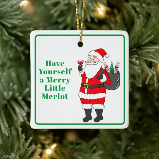Haben Sie sich einen Merlot Santa Wine Keramikornament (Baum)