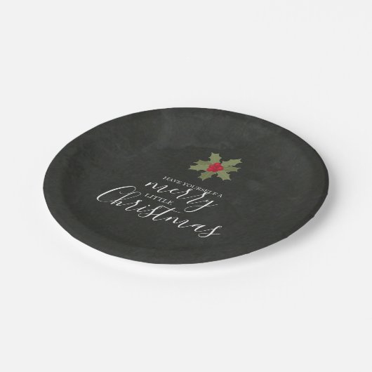 Haben Sie sich erfreulich wenig Weihnachten Holly Pappteller (Schrägansicht)