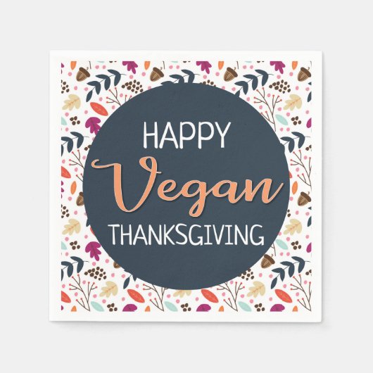 Haben Sie veganen Erntedank blauen Blumenorange Te Serviette (Vorderseite)