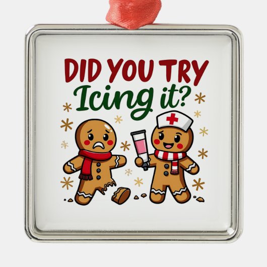 Haben Sie versucht, es lustig Gingerbrot nähren Ornament Aus Metall (Vorne)