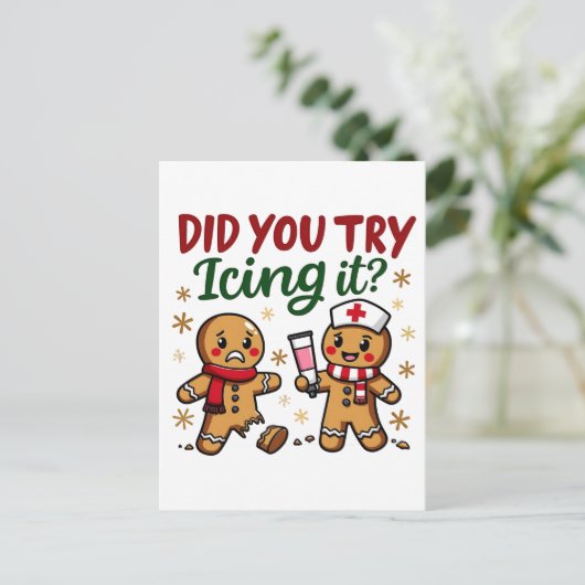 Haben Sie versucht, es lustig Gingerbrot nähren Postkarte (Stehend Vorderseite)