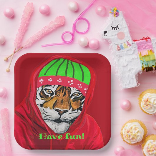 Haben Spaß Winter Tiger Paper Teller (Party)