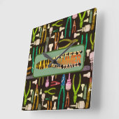 Haben Squeezy Hammer wird Retro reisen Quadratische Wanduhr (Winkel)