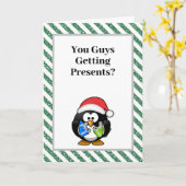 Haben Typ Geschenke? Funny Penguin Christmas Karte (Gelbe Blume)