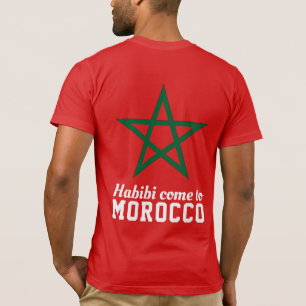 Habibi kommt aus Marokko Flag Red Green Star T-Shirt
