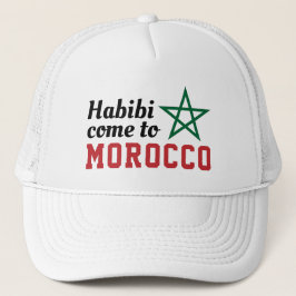 Habibi kommt aus Marokko Flag Red Green Star Truckerkappe