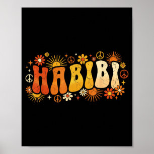 Habibi Retro 70er Jahre Tygraphy Vintage Blumen Hi Poster