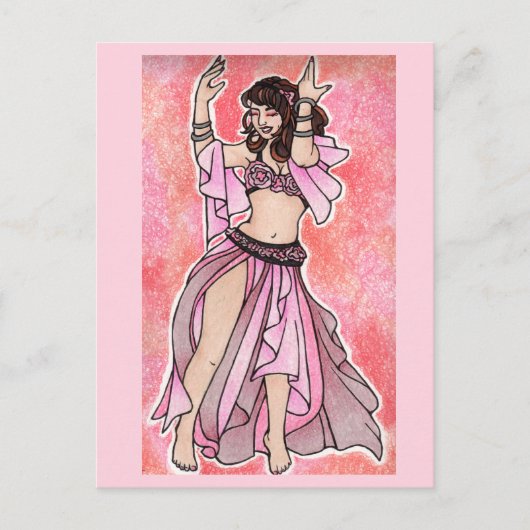 Habibi rosa Bauchtänzerin Poster Postkarte (Vorderseite)