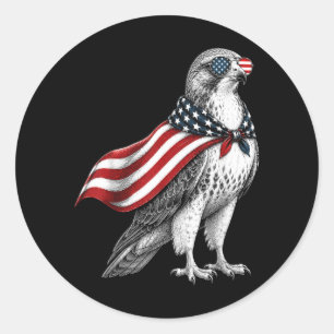 Habicht 4. Juli US-amerikanische Flagge Patriotisc Runder Aufkleber