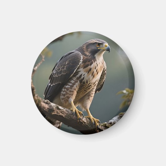 Habicht auf Ast sitzend Magnet (Vorne)