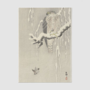 Habicht mit gefangenem Baumspatzen von Ohara Koson Seidenpapier