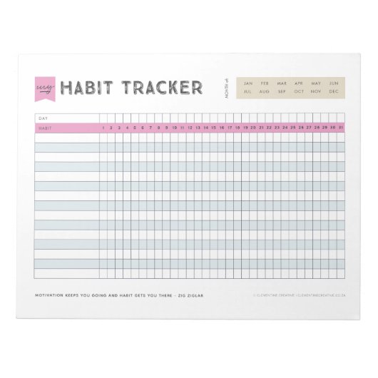 Habit Tracker Notizblock (Vorderseite)