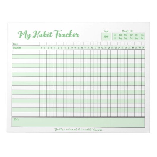 Habit Tracker Voll anpassbarer Notepad Notizblock (Vorderseite)